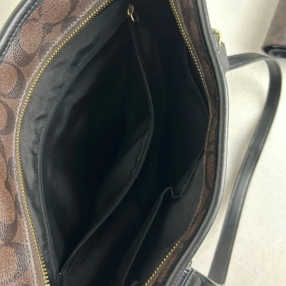 Coach Signature Brown and Black Tote with Wallet - Picture 8 of 16